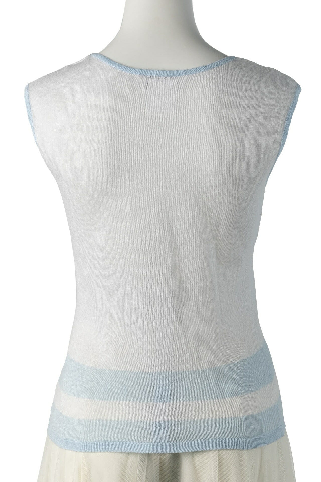 CHANEL Sleeveless T-Shirt, Cut-and-Sew, Cotton, White, Silver-Tone Hardware, Pre-Owned - Vintage La Charme