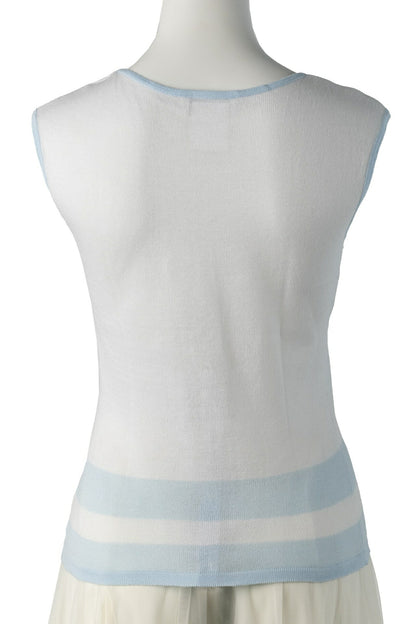 CHANEL Sleeveless T-Shirt, Cut-and-Sew, Cotton, White, Silver-Tone Hardware, Pre-Owned - Vintage La Charme