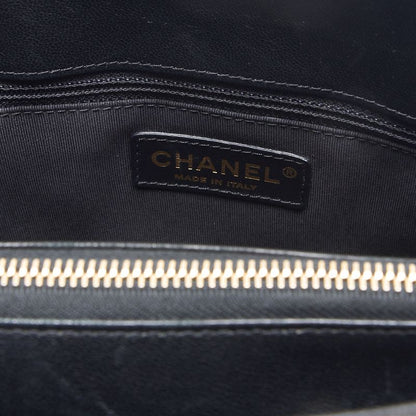 CHANEL Shoulder Bag, V-Stitch Deca Coco, Double Chain, Lambskin, Black, Gold-Tone Hardware, Pre-Owned - Vintage La Charme