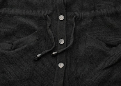 Dior Hooded Cardigan, Gilogo Button, Knit, Wool, Black, Silver-Tone Hardware, Pre-Owned - Vintage La Charme