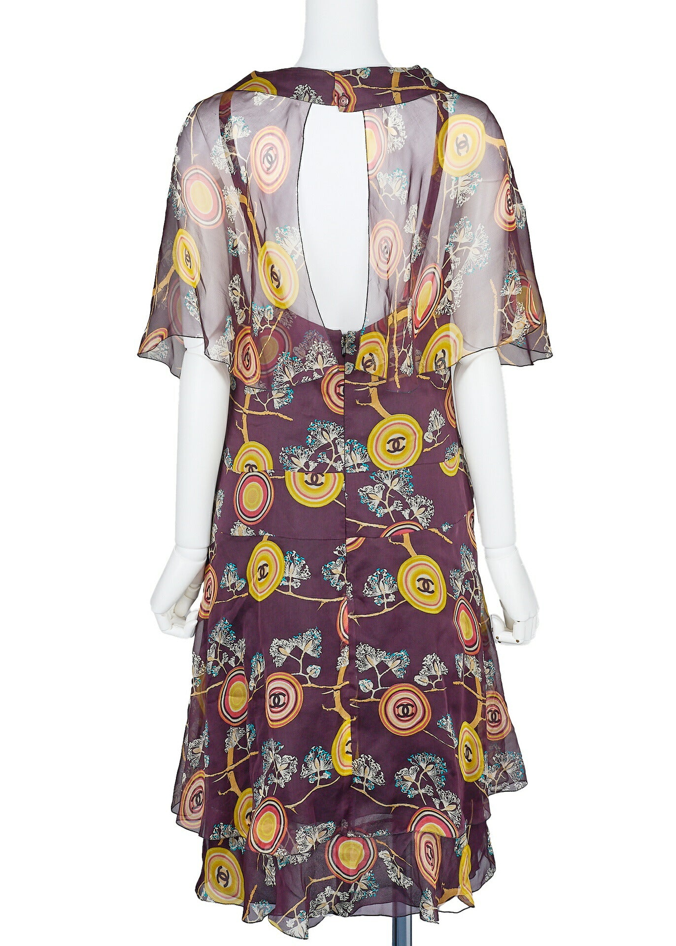 CHANEL One Piece Top, Ruffle, Silk, Bordeaux, Gold-Tone Hardware, Pre-Owned - Vintage La Charme