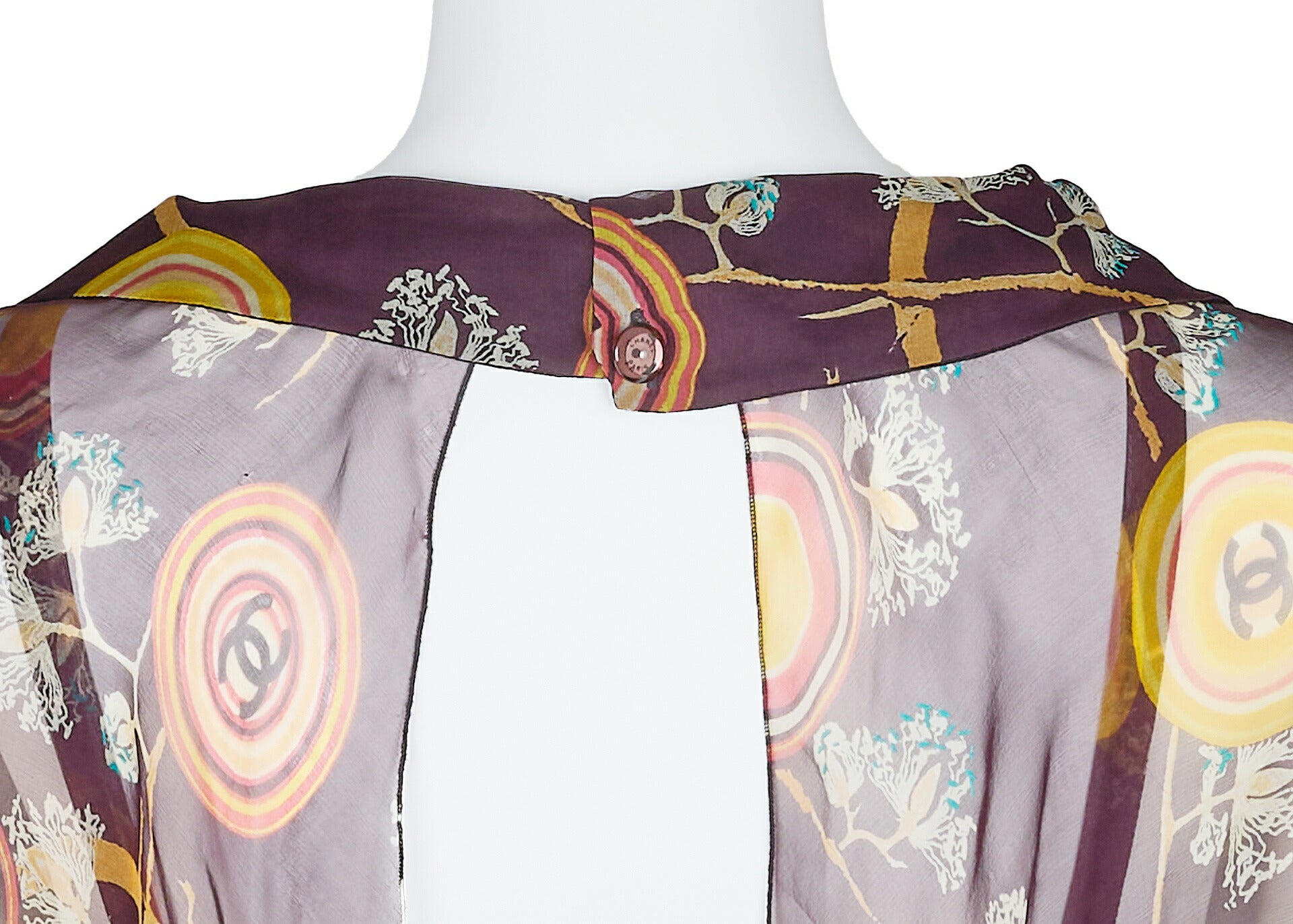 CHANEL One Piece Top, Ruffle, Silk, Bordeaux, Gold-Tone Hardware, Pre-Owned - Vintage La Charme