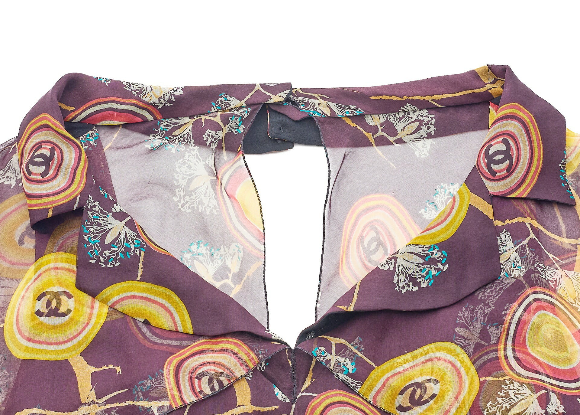 CHANEL One Piece Top, Ruffle, Silk, Bordeaux, Gold-Tone Hardware, Pre-Owned - Vintage La Charme