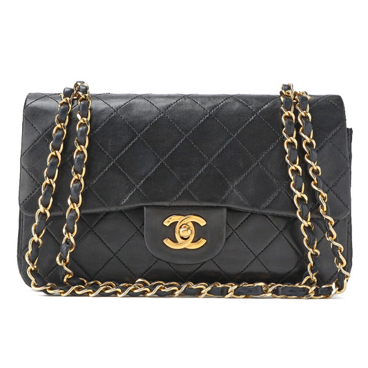 CHANEL Shoulder Bag, Matelasse Double Flap, Lambskin, Black, Gold-Tone Hardware, Pre-Owned - Vintage La Charme
