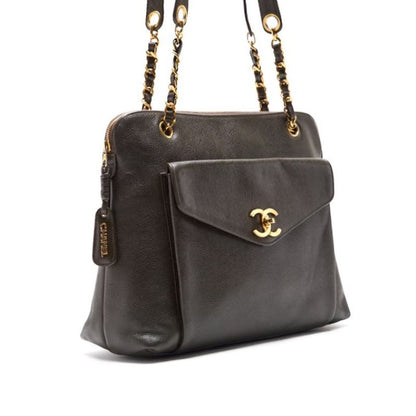 CHANEL Shoulder Bag, Outside Flap, Double Chain, Caviar Skin, Khaki, Gold-Tone Hardware, Pre-Owned - Vintage La Charme