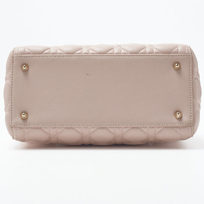 Dior Lady Dior Cannage 2WAY Handbag Lambskin Light Pink Gold-Tone Hardware Pre-Owned - Vintage La Charme