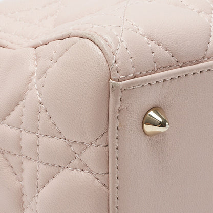 Dior Lady Dior Cannage 2WAY Handbag Lambskin Light Pink Gold-Tone Hardware Pre-Owned - Vintage La Charme