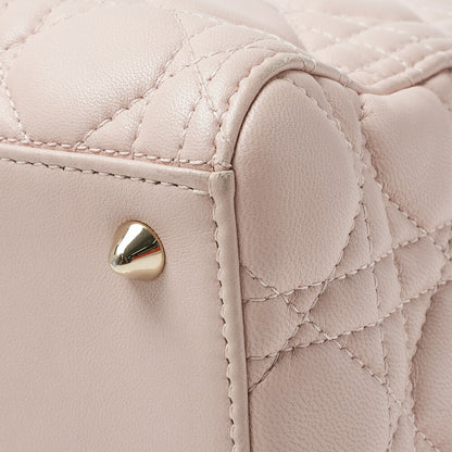 Dior Lady Dior Cannage 2WAY Handbag Lambskin Light Pink Gold-Tone Hardware Pre-Owned - Vintage La Charme