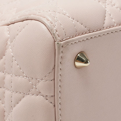 Dior Lady Dior Cannage 2WAY Handbag Lambskin Light Pink Gold-Tone Hardware Pre-Owned - Vintage La Charme