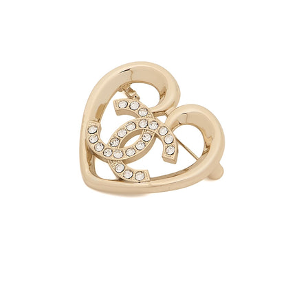 CHANEL Brooch Coco Mark Rhinestone Gold Plated Gold Brooch Gold-Tone Hardware Pre-Owned - Vintage La Charme