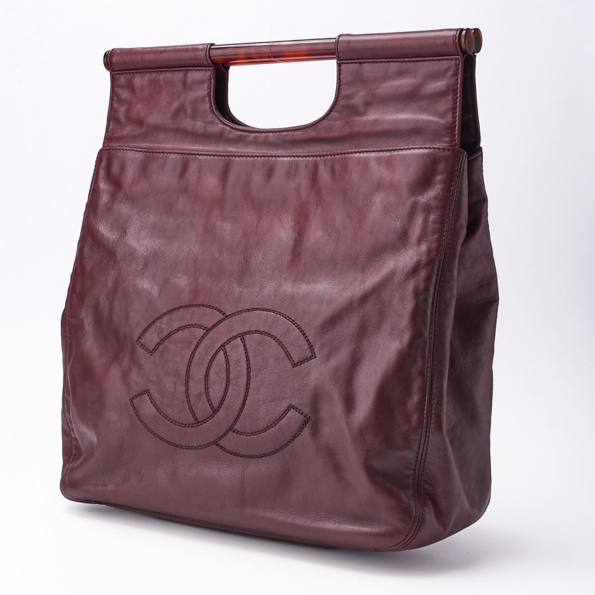 CHANEL Tote Bag, Coco Mark, Mini Shoulder, Lambskin, Bordeaux, Gold-Tone Hardware, Pre-Owned - Vintage La Charme