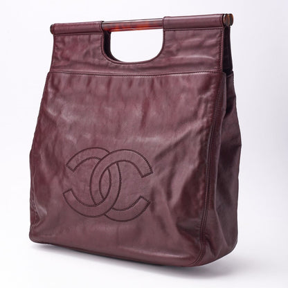 CHANEL Tote Bag, Coco Mark, Mini Shoulder, Lambskin, Bordeaux, Gold-Tone Hardware, Pre-Owned - Vintage La Charme