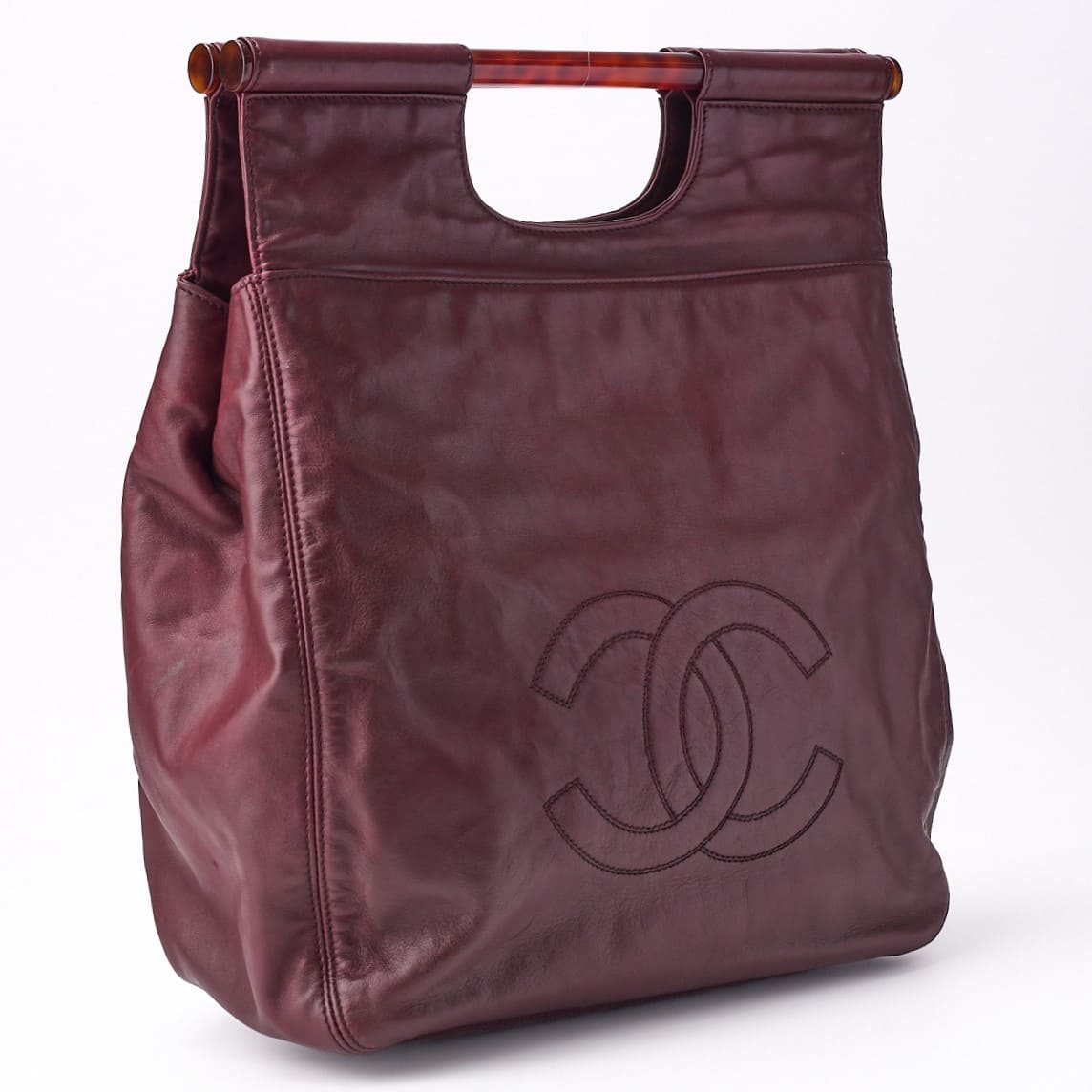 CHANEL Tote Bag, Coco Mark, Mini Shoulder, Lambskin, Bordeaux, Gold-Tone Hardware, Pre-Owned - Vintage La Charme