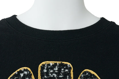 CHANEL Cropped Sweatshirt, Coco Mark, Tweed, Cotton, Black, Pre-Owned - Vintage La Charme