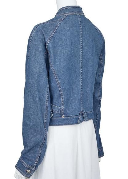 Dior Denim Jacket, Logo Button, Long Sleeve, Cotton, Blue, Silver-Tone Hardware, Pre-Owned - Vintage La Charme