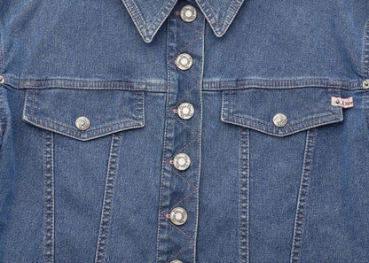 Dior Denim Jacket, Logo Button, Long Sleeve, Cotton, Blue, Silver-Tone Hardware, Pre-Owned - Vintage La Charme