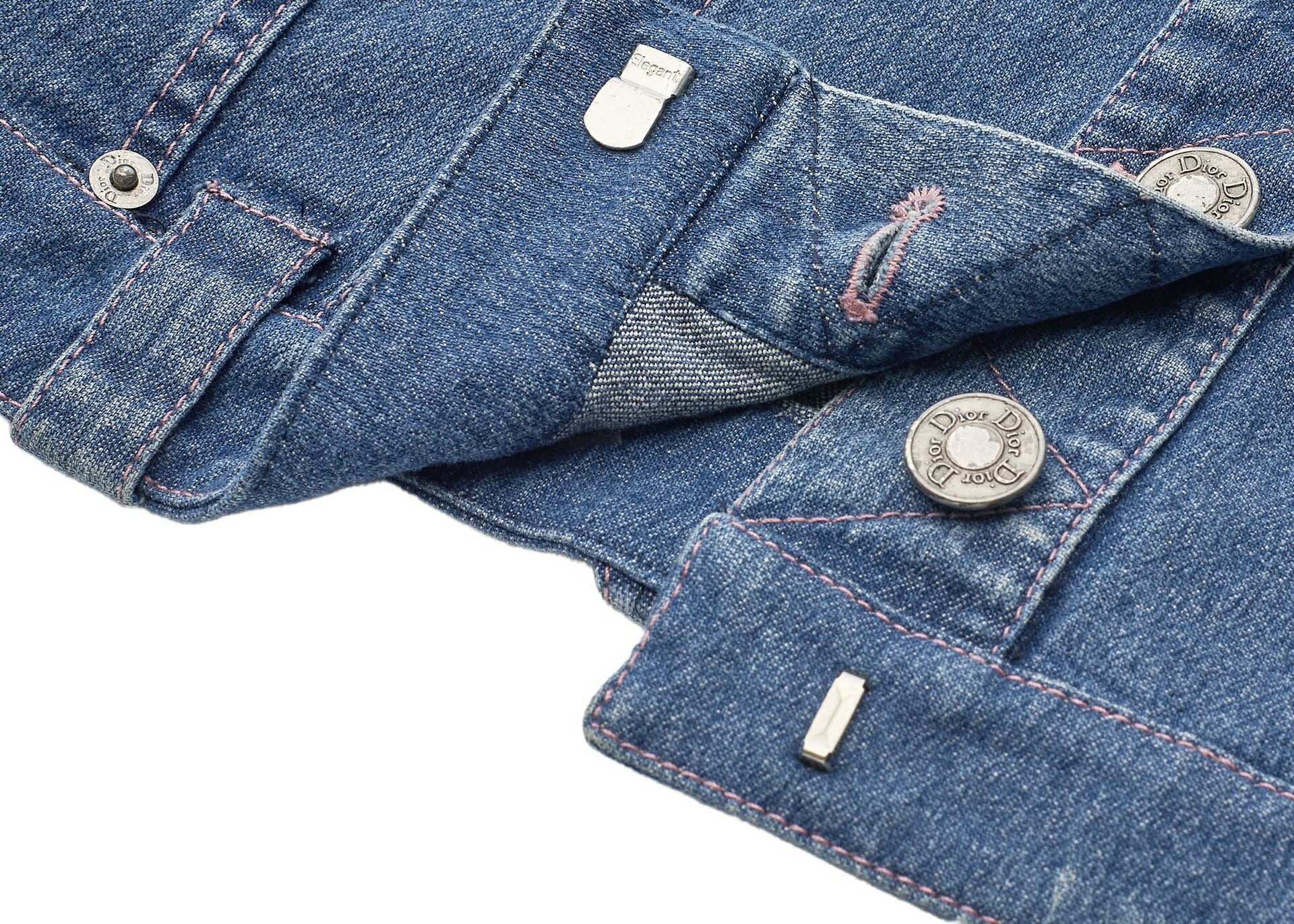 Dior Denim Jacket, Logo Button, Long Sleeve, Cotton, Blue, Silver-Tone Hardware, Pre-Owned - Vintage La Charme