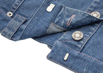 Dior Denim Jacket, Logo Button, Long Sleeve, Cotton, Blue, Silver-Tone Hardware, Pre-Owned - Vintage La Charme