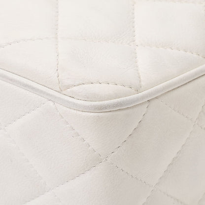 CHANEL Shoulder Bag Mini Matelasse Coco Mark With Fringe Bijou Chain Lambskin White Gold-Tone Hardware Pre-Owned - Vintage La Charme