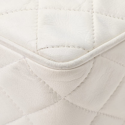 CHANEL Shoulder Bag Mini Matelasse Coco Mark With Fringe Bijou Chain Lambskin White Gold-Tone Hardware Pre-Owned - Vintage La Charme
