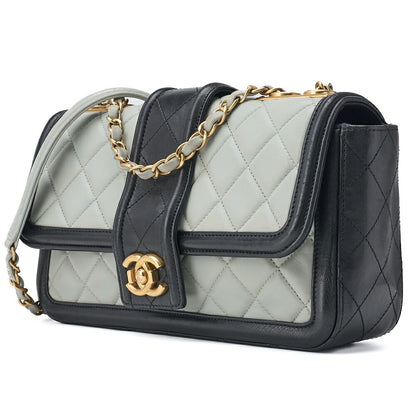 CHANEL Shoulder Bag, Matelasse Design, Chain Shoulder, Lambskin, Black, Gold-Tone Hardware, Pre-Owned - Vintage La Charme