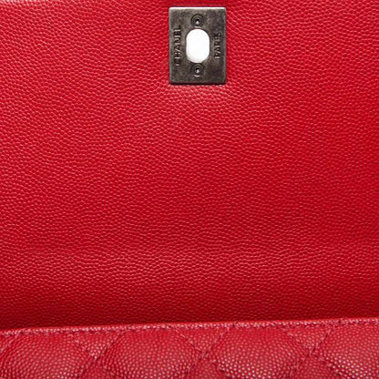 CHANEL Handbag Matelasse Coco Handle 2WAY Caviar Skin Red Silver-Tone Hardware Pre-Owned - Vintage La Charme