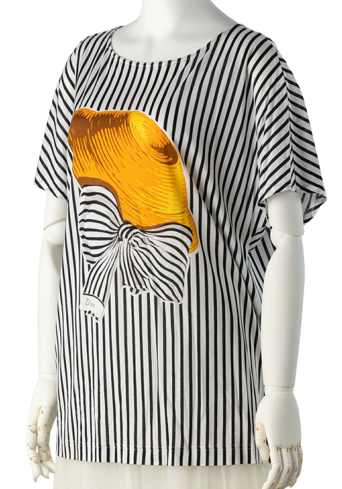 Dior T-Shirt, Short Sleeve, Cut Sew, Cotton, White, Silver-Tone Hardware, Pre-Owned - Vintage La Charme