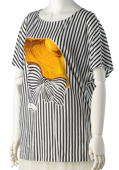 Dior T-Shirt, Short Sleeve, Cut Sew, Cotton, White, Silver-Tone Hardware, Pre-Owned - Vintage La Charme