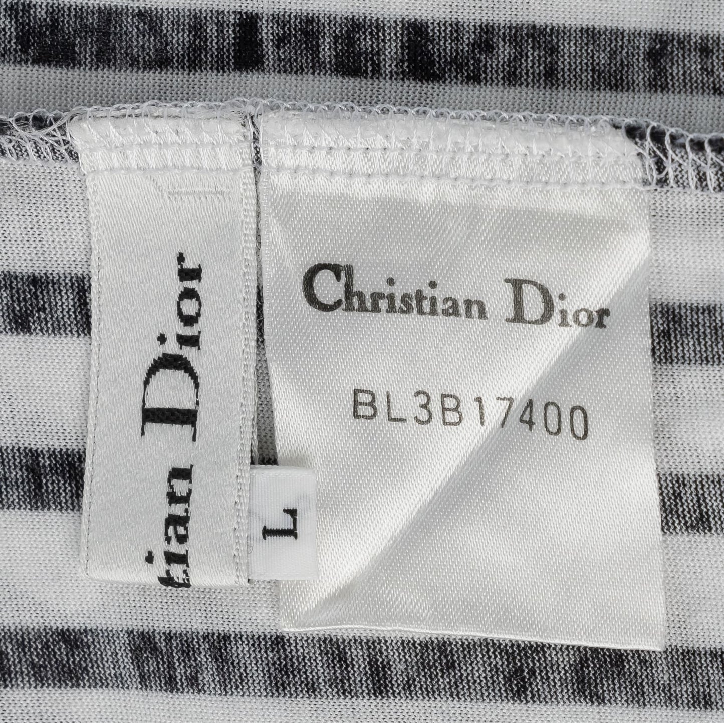Dior T-Shirt, Short Sleeve, Cut Sew, Cotton, White, Silver-Tone Hardware, Pre-Owned - Vintage La Charme