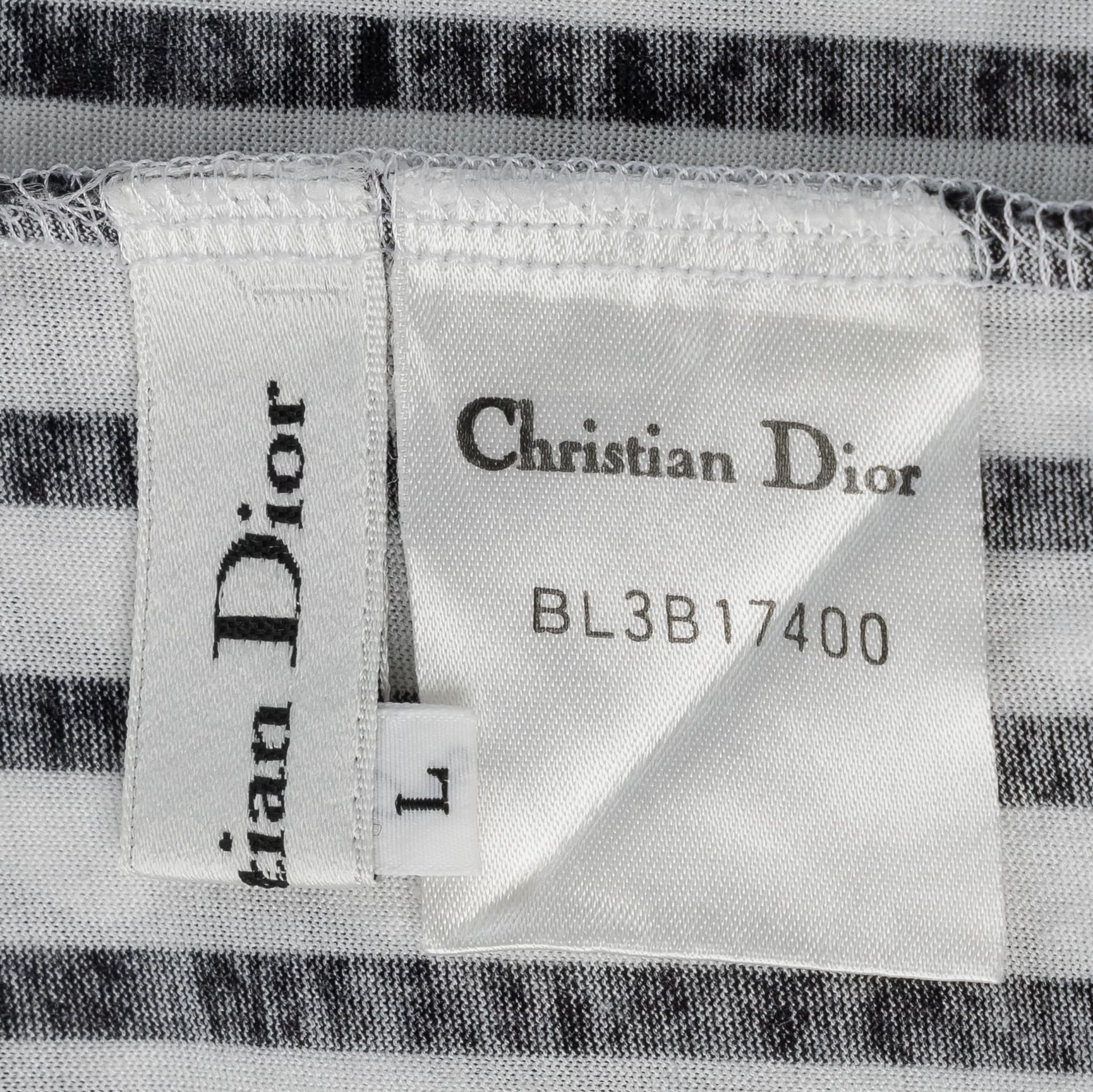 Dior T-Shirt, Short Sleeve, Cut Sew, Cotton, White, Silver-Tone Hardware, Pre-Owned - Vintage La Charme