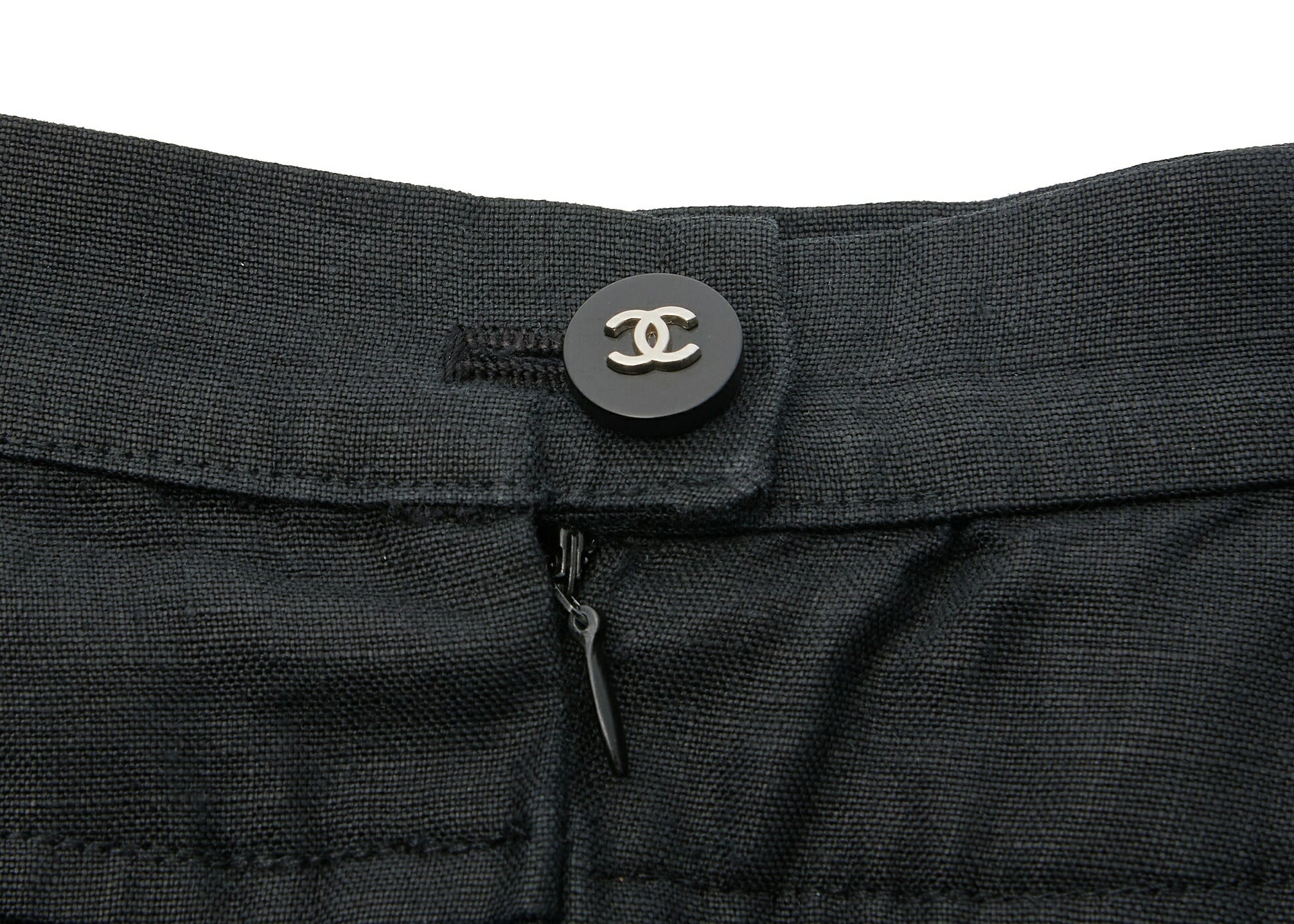 Chanel Jacket Skirt Setup, Paint Pattern, Cotton, Black, Gold-Tone Hardware, Pre-Owned - Vintage La Charme