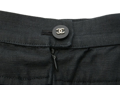 Chanel Jacket Skirt Setup, Paint Pattern, Cotton, Black, Gold-Tone Hardware, Pre-Owned - Vintage La Charme