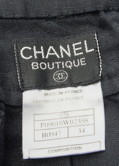 Chanel Jacket Skirt Setup, Paint Pattern, Cotton, Black, Gold-Tone Hardware, Pre-Owned - Vintage La Charme