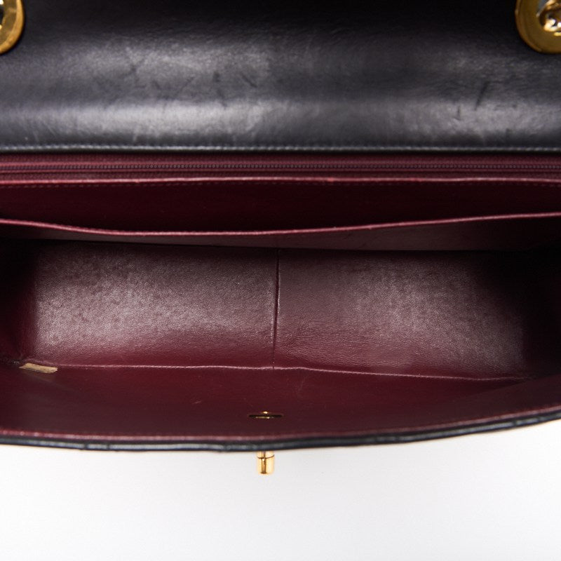 CHANEL Shoulder Bag, Deca Matelasse Turn Lock, Lambskin, Black, Gold-Tone Hardware, Pre-Owned - Vintage La Charme