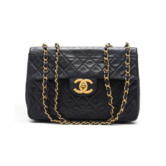 CHANEL Shoulder Bag, Deca Matelasse Turn Lock, Lambskin, Black, Gold-Tone Hardware, Pre-Owned - Vintage La Charme