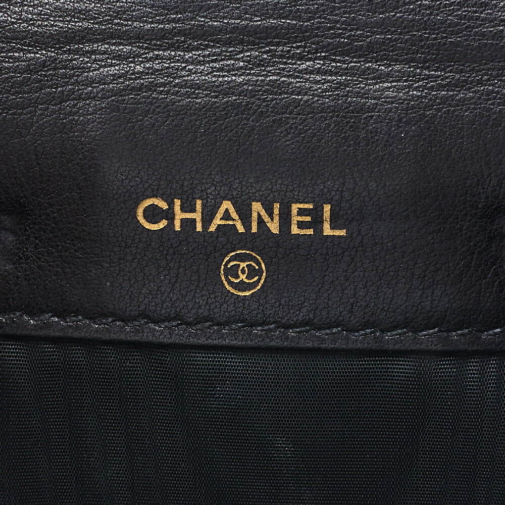 CHANEL Bi-Fold Wallet Coco Mark Caviar Skin Black Gold-Tone Hardware Pre-Owned - Vintage La Charme