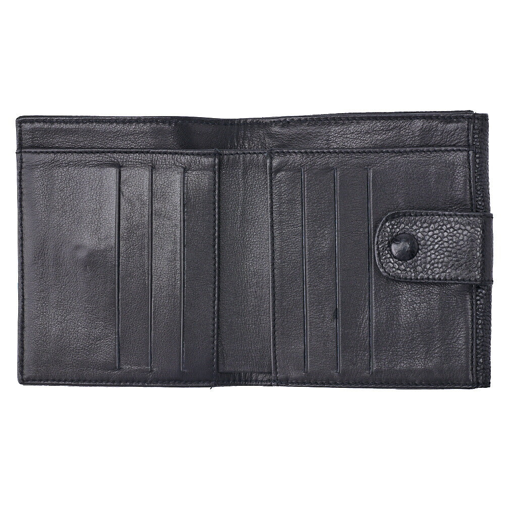 CHANEL Bi-Fold Wallet Coco Mark Caviar Skin Black Gold-Tone Hardware Pre-Owned - Vintage La Charme
