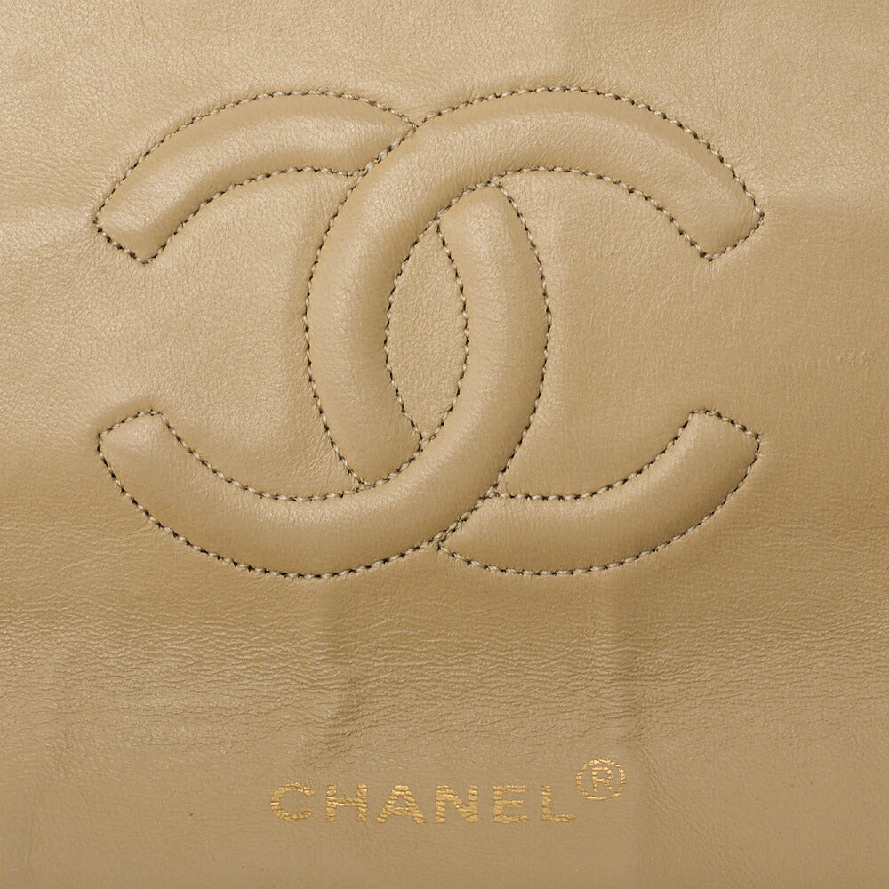 CHANEL Shoulder Bag, Matelasse Turn Lock, Lambskin, Beige, Gold-Tone Hardware, Pre-Owned - Vintage La Charme