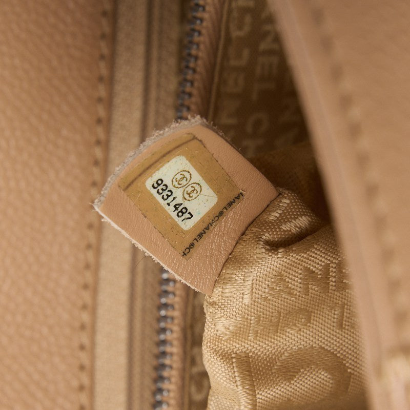 CHANEL Tote Bag Choco Bar Top Logo Caviar Skin Beige Silver-Tone Hardware Pre-Owned - Vintage La Charme