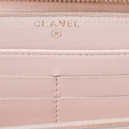 CHANEL Deauville Round Long Wallet Canvas Pink Gold-Tone Hardware Pre-Owned - Vintage La Charme