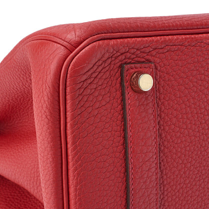 HERMES Birkin 35 Handbag Tryon Clemence Rouge Pivoine Gold-Tone Hardware Pre-Owned - Vintage La Charme