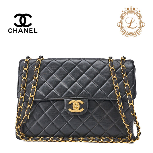 CHANEL Shoulder Bag, Deca Matelasse Turn Lock, Lambskin, Black, Gold-Tone Hardware, Pre-Owned - Vintage La Charme