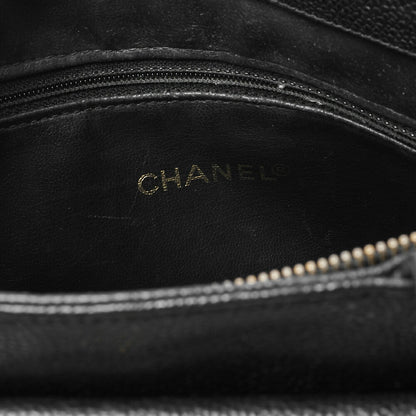 CHANEL Shoulder Bag 2WAY Outside Flap Turn Lock Caviar Skin Black Gold-Tone Hardware Pre-Owned - Vintage La Charme