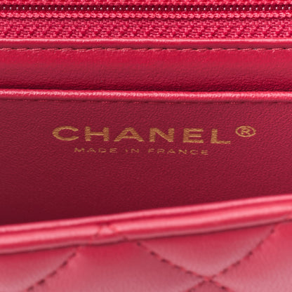 CHANEL Mini Shoulder Bag, Matelasse, Turn Lock, Lambskin, Red, Gold-Tone Hardware, Pre-Owned - Vintage La Charme
