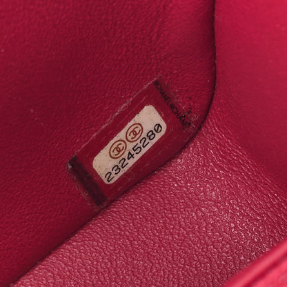 CHANEL Mini Shoulder Bag, Matelasse, Turn Lock, Lambskin, Red, Gold-Tone Hardware, Pre-Owned - Vintage La Charme