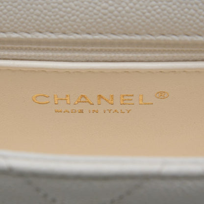 CHANEL Mini Shoulder Bag, Matelasse, Turn Lock, Caviar Skin, White, Gold-Tone Hardware, Pre-Owned - Vintage La Charme