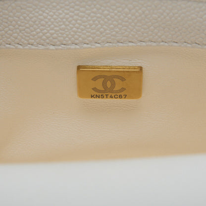 CHANEL Mini Shoulder Bag, Matelasse, Turn Lock, Caviar Skin, White, Gold-Tone Hardware, Pre-Owned - Vintage La Charme