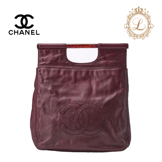 CHANEL Tote Bag, Coco Mark, Mini Shoulder, Lambskin, Bordeaux, Gold-Tone Hardware, Pre-Owned - Vintage La Charme