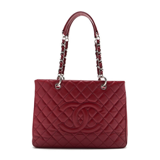 CHANEL Shoulder Bag, Matelasse, Coco Mark, Caviar Skin, Red, Silver-Tone Hardware, Pre-Owned - Vintage La Charme