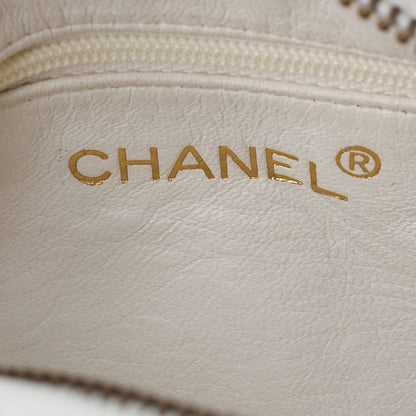 CHANEL Shoulder Bag Mini Matelasse Coco Mark With Fringe Bijou Chain Lambskin White Gold-Tone Hardware Pre-Owned - Vintage La Charme